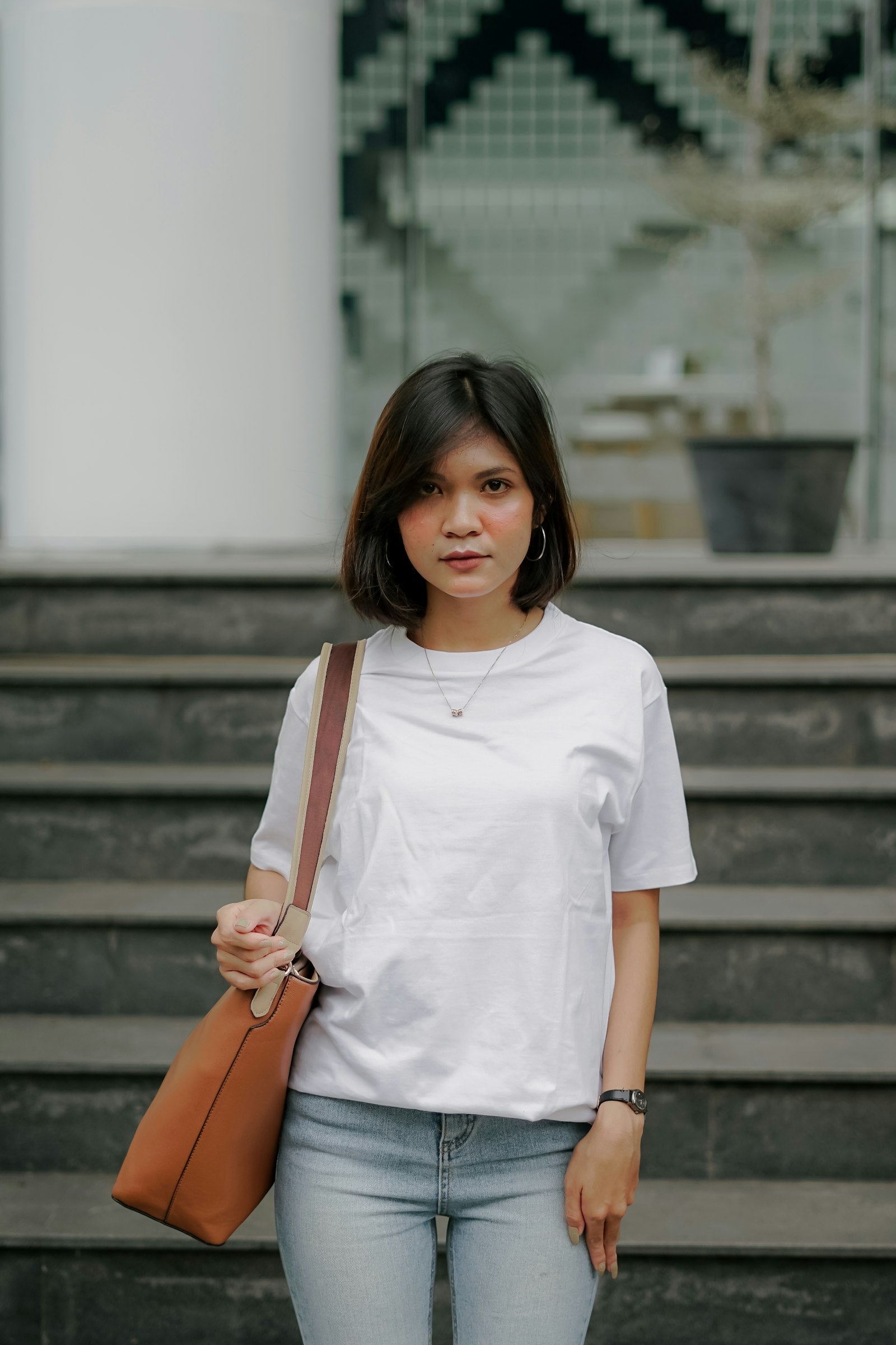 Women's White Crew Neck T-Shirt